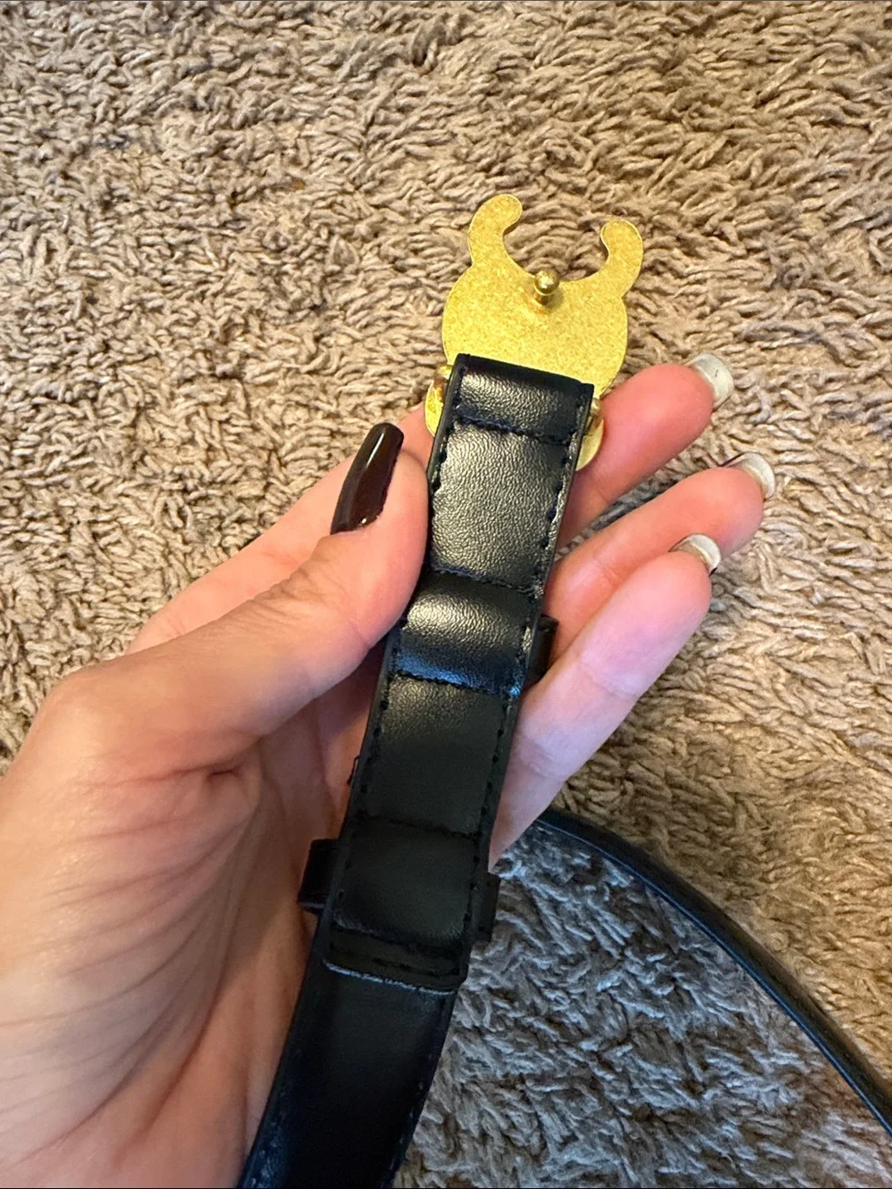 Celine Black Leather Belt with Gold Double C Buckle